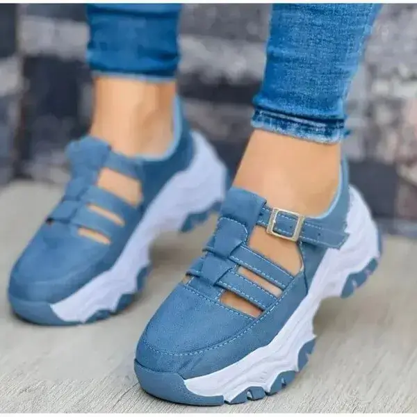Womens Hollow Platform Sneakers | UV-Resistant Low-Top Casual Shoes in Black, Blue, Pink, Red, White